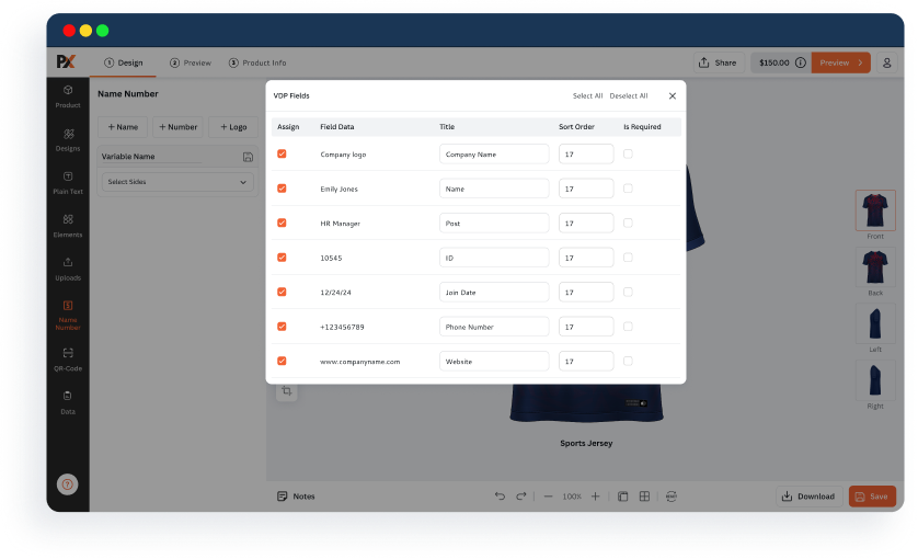 Add VDP Fields on Multiple Sides